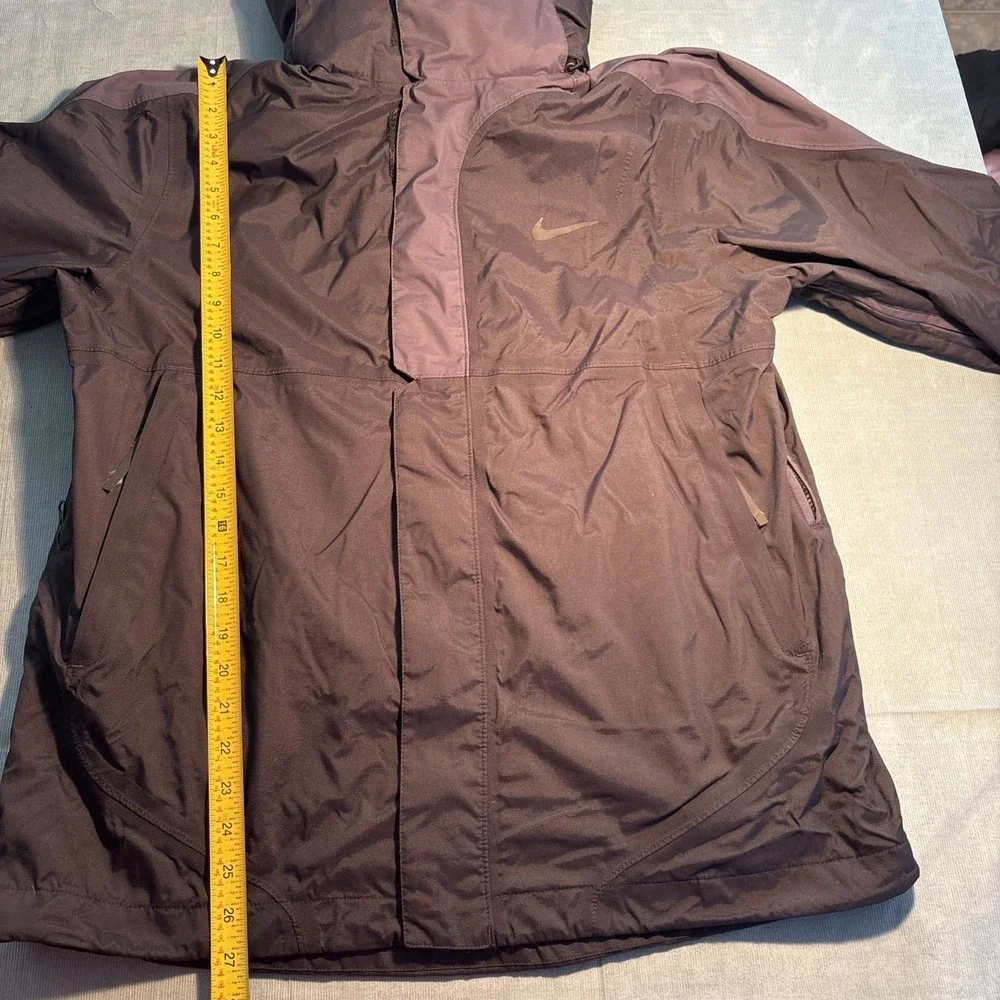 Nike Mens Hooded Rain Jacket Dark Charcoal Purple Full Zip MP3 Pocket Large